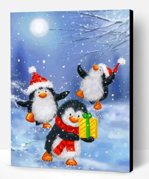 Penguins Celebrating The Xmas Paint By Number