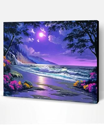 Purple Coast Line Paint By Number