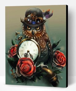 Steampunk Owl With A Vintage Clock Paint By Number