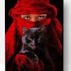 Aesthetic Arab Woman And Black Cat Paint By Number