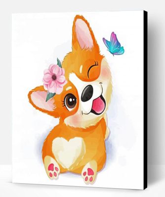 Corgi And Butterfly Paint By Number