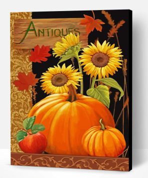 Pumpkins And Sunflowers Paint By Number