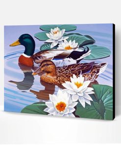 Waterfowl And Lotus Paint By Number