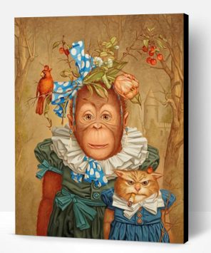 Monkey And Mad Cat Paint By Number