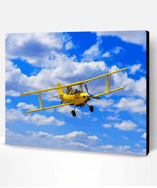 Yellow Bi Plane Crop Duster Paint By Number