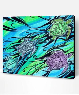 Abstract Sea Turtles Paint By Number