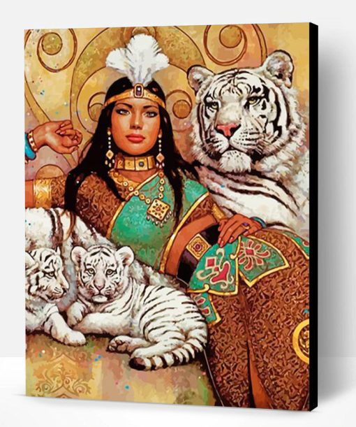 African Egyptian Woman And Tiger Paint By Number