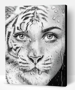 Black And White Tiger Woman Paint By Number