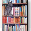 Black Cat In Bookshelves Paint By Number