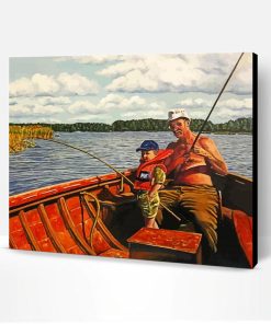 Boy And Grandpa Fishing Paint By Number