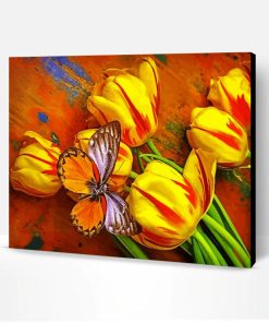 Butterfly And Tulips Paint By Number