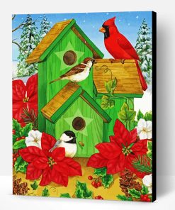Christmas Bird house Paint By Number