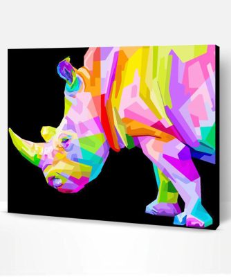 Colorful rhino animal paint by number