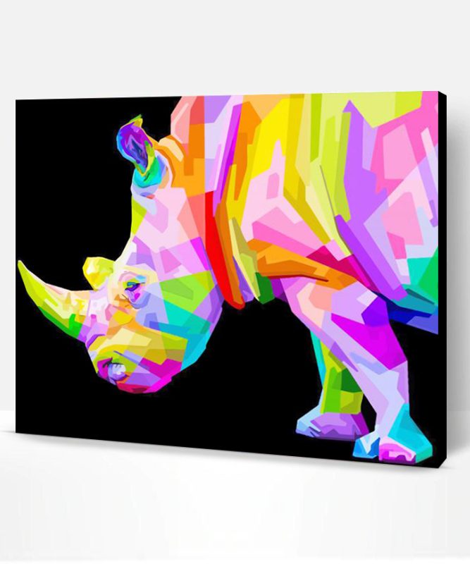 Colorful rhino animal paint by number