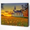 Country Church At Sunset Paint By Number