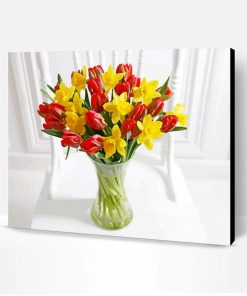 Daffodils Flowers In a Vase Paint By Number
