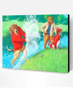Dogs Playing Golf Paint By Number