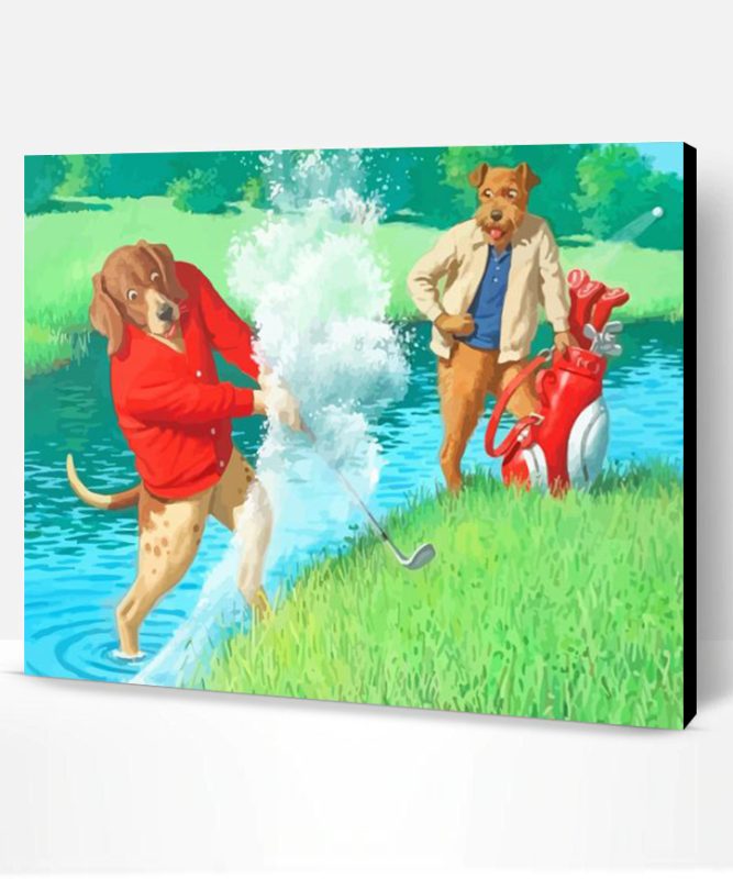 Dogs Playing Golf Paint By Number