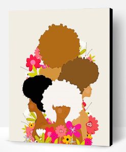 Floral Black Women Paint By Number