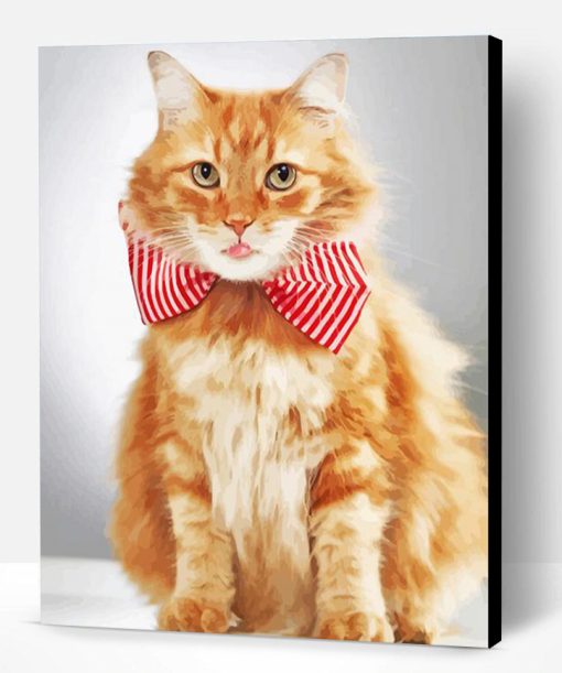 Ginger Cat With Bow Tie Paint By Number