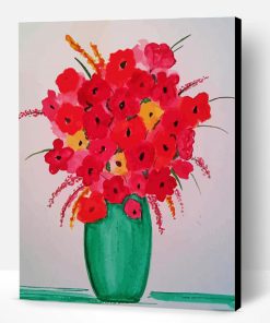 Green Vase of Flowers Paint By Number