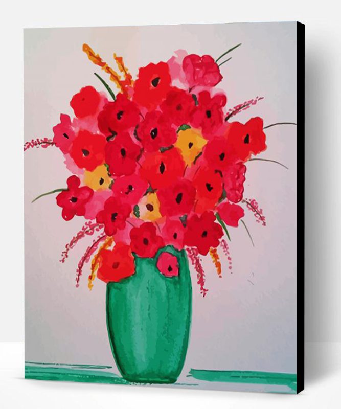 Green Vase of Flowers Paint By Number