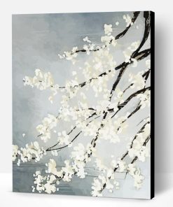 Grey And White Cherry Blossom Paint By Number