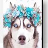 Husky With Flowers Crown Paint By Number