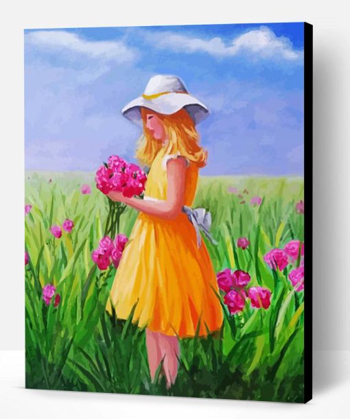 Pink Flower Girl Paint By Number