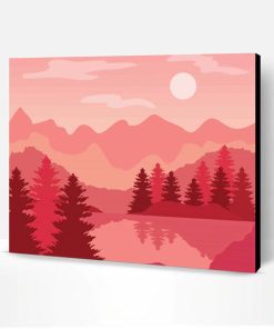 Pink Landscape Illustration Paint By Number