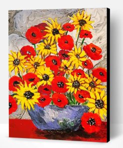 Poppies and Sunflowers Art Paint By Number