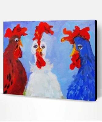 Red White and Blue Chicken Paint By Number