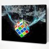 Rubik Cube In Water Paint By Number