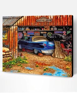 Vintage Car Garage Paint By Number
