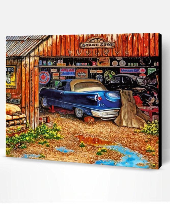 Vintage Car Garage Paint By Number