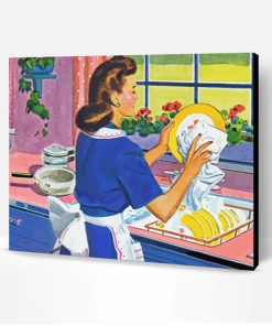 Woman Washing Dishes Paint By Number