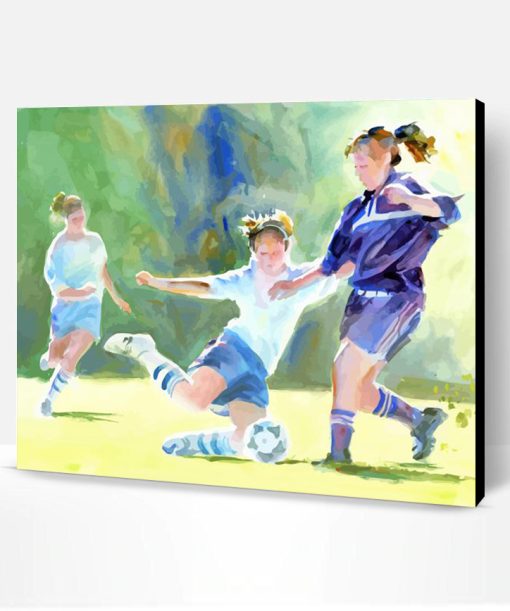 Abstract Girls Soccer Art Paint By Number