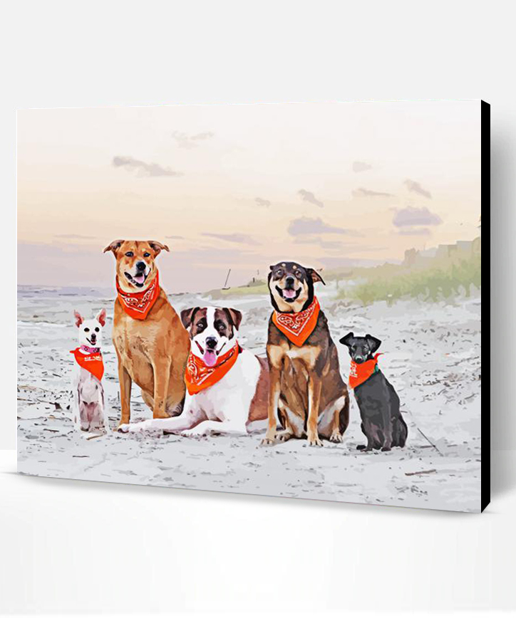 Adorable Dogs On Beach Paint By Numbers - Paint By Numbers PRO