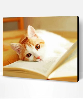 Adorable Cat With Book Paint By Number