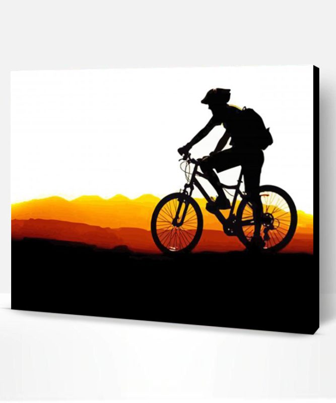 Aesthetic Mountainbiker Silhouette Paint By Number