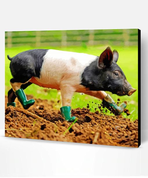 Aesthetic Pig Wearing Boots Art Paint By Numbers