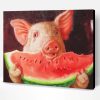 Aesthetic Pig With Watermelon Paint By Number