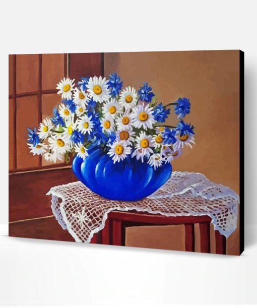 Aesthetic White Daisy Flowers In Vase Paint By Numbers