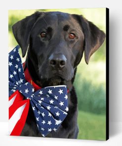 Aesthetic Black Lab With Flag Paint By Number