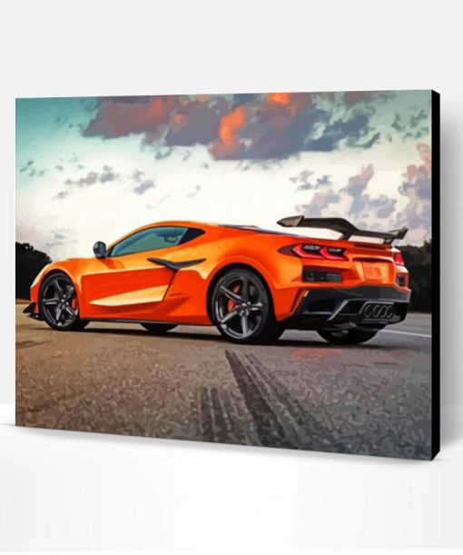 Aesthetic Orange Chevy Corvette Stingray Paint By Number