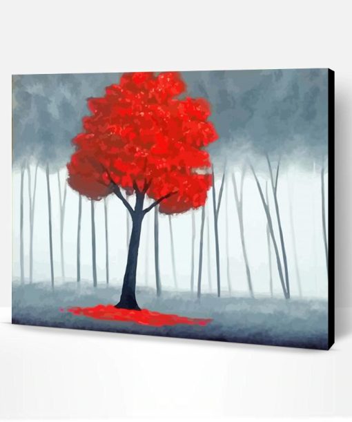 Aesthetic Red Tree Paint By Number