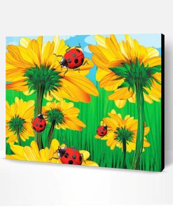 Aesthetic Sunflowers Ladybugs Paint By Number