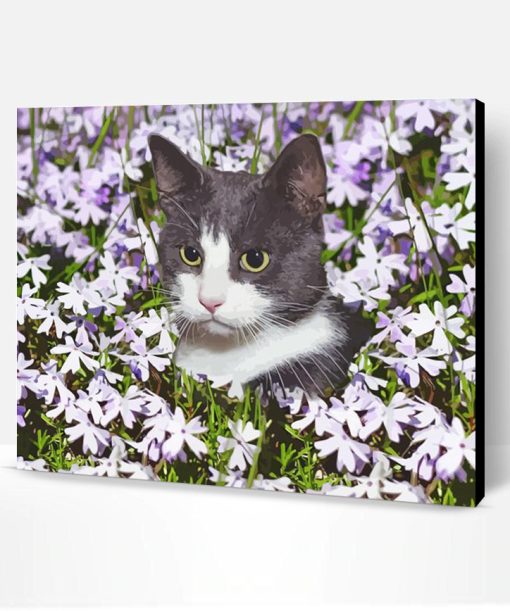 Aesthetic Tuxwdo Cat Flowers Paint By Number