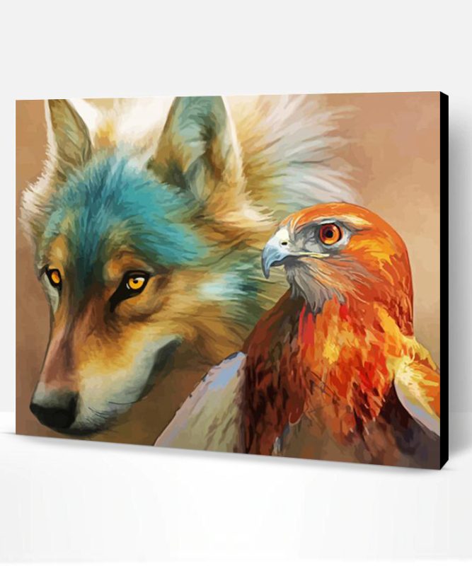 Bird Hawk and Wolf Paint By Number