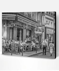 Black And White Paris Cafe Scene Paint By Number